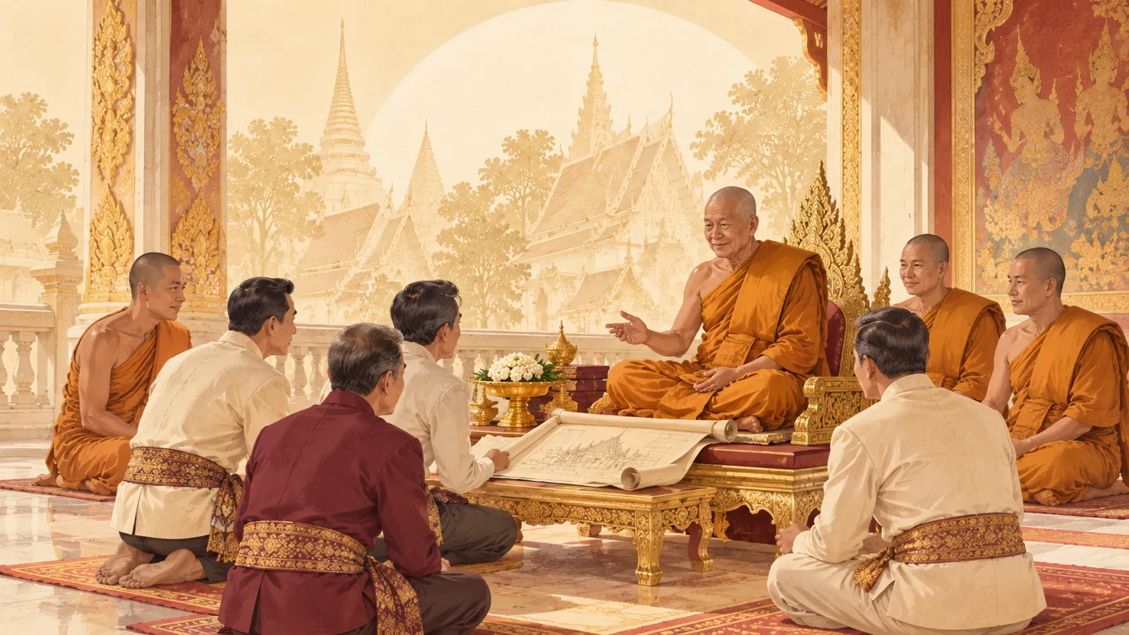 ภาพวาดประกอบประวัติวัดพระธาตุดอยสุเทพ ยูเอสเอ 2541: องค์อุปถัมภ์จากเมืองไทย